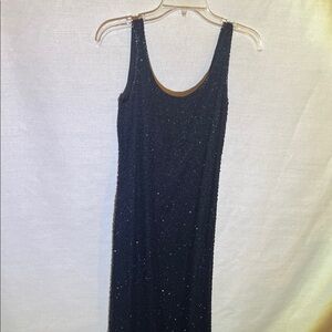 Laurence Kazar Black Sequin Midi Dress